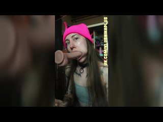 she cries, but still swallows a completely healthy rubber penis.